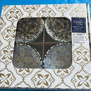 Handpainted Blue Ceramic Bowl Set - Blue Pattern